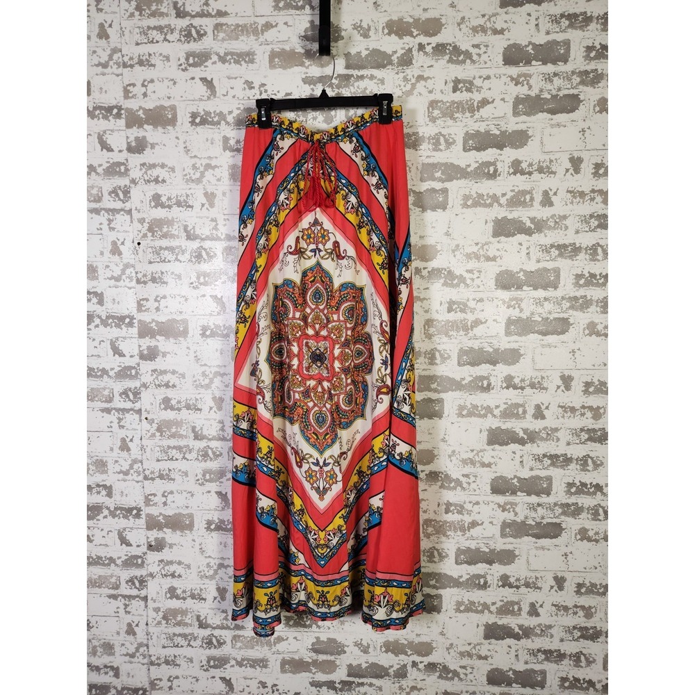 Boho Whimsy Maxi Skirt Medium Colorful Geometric Festival Hippie Maximalist